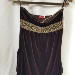Ruby rox brown velvet strapless dress size M Mediu